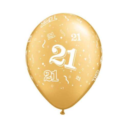 Number 21 Balloons - Gold - Click Image to Close